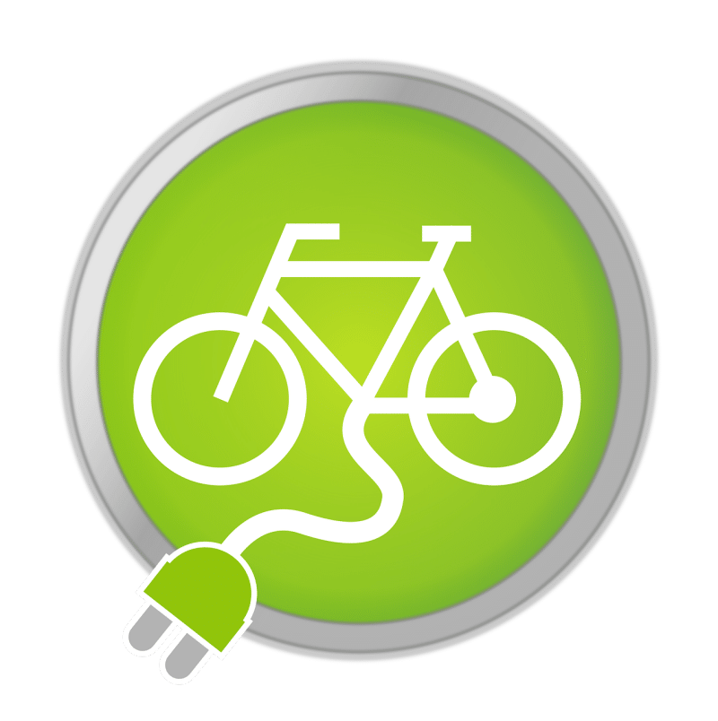 Symbol eines E-Bikes mit E-Bike-Ladegerät