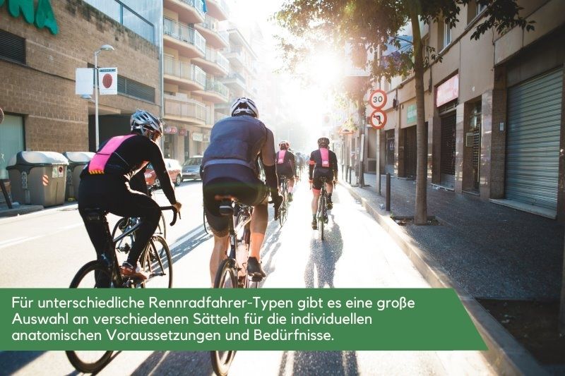 mehrere Rennradfahrer auf unterschiedlichen Rennrad Sätteln